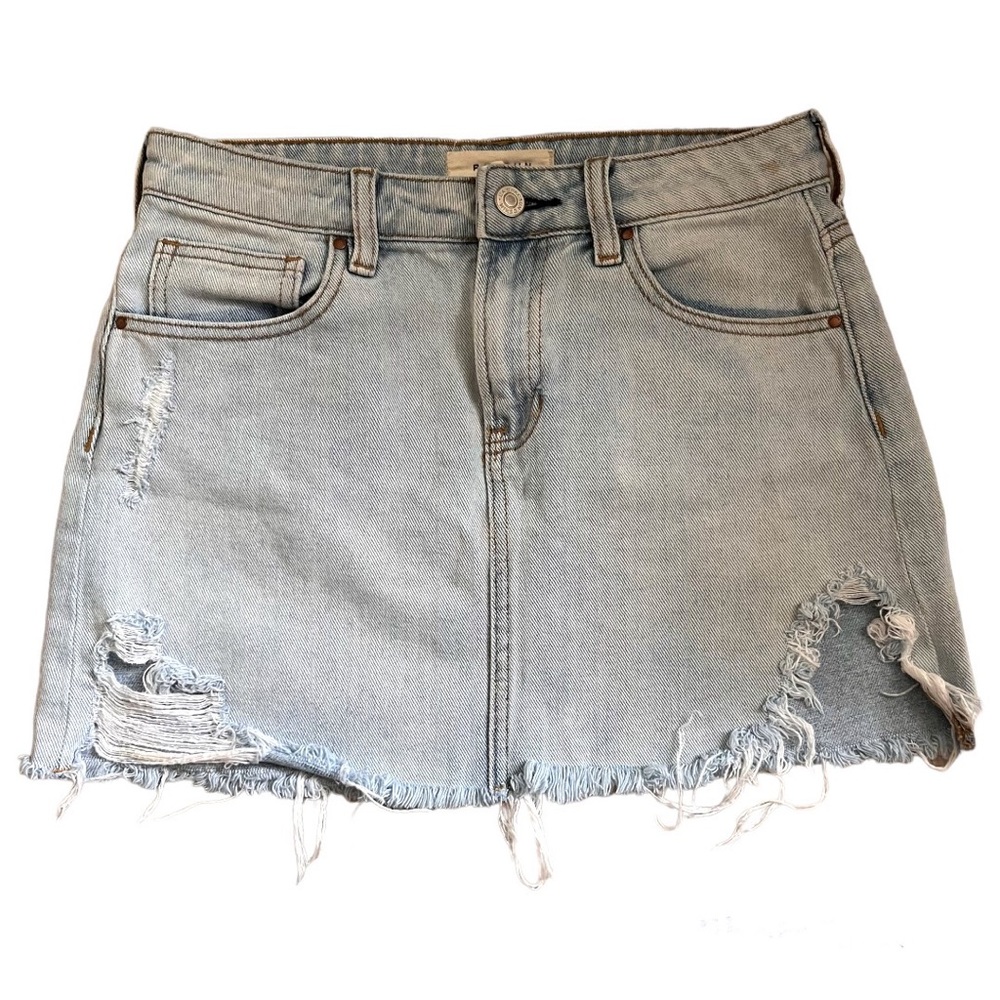 PacSun Distressed Denim Skirt‎ Size 25 Small Western Country Boho Grunge